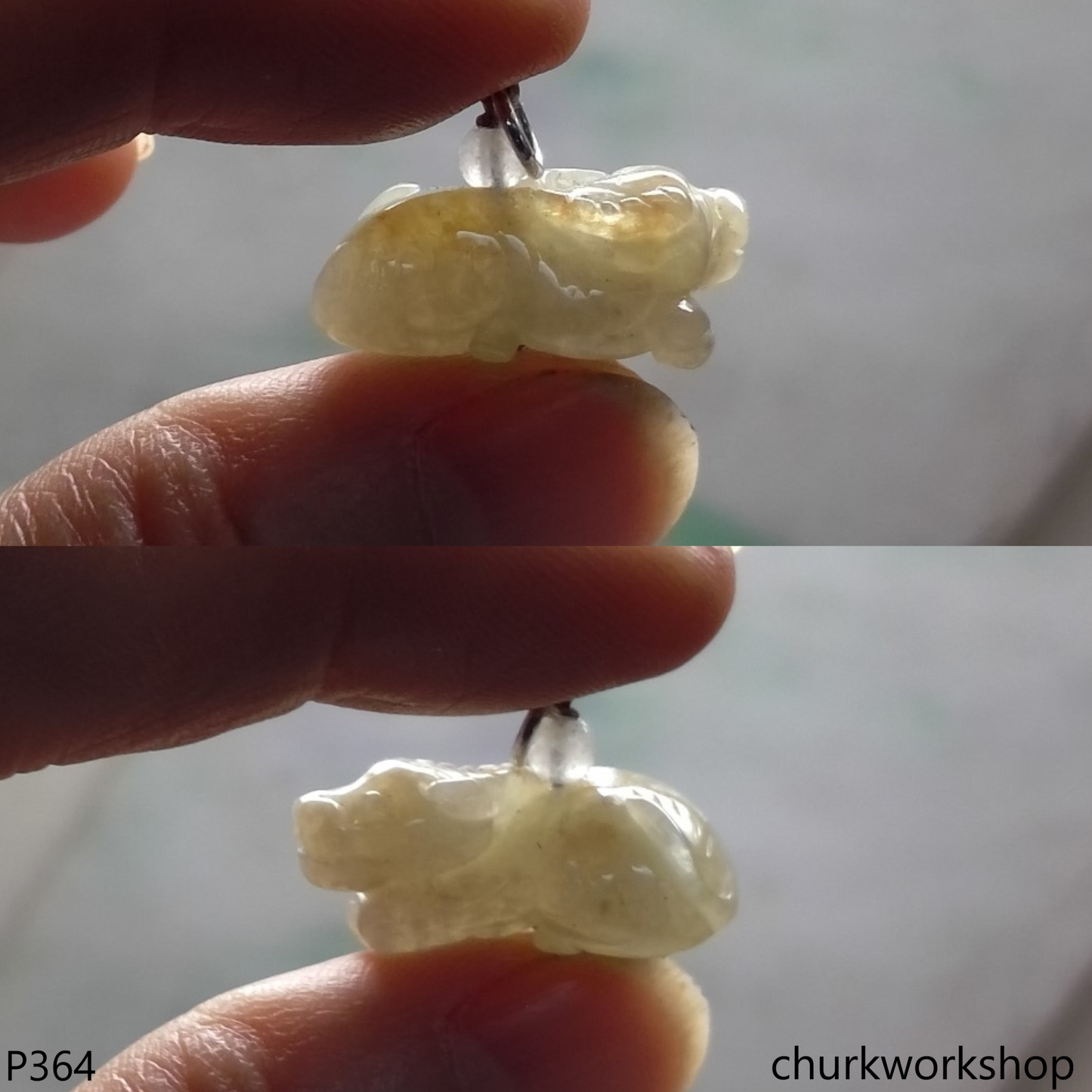 Light yellow jade ox pendant