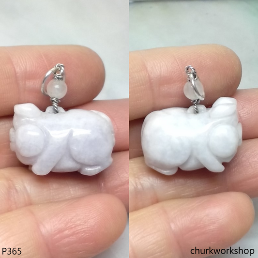 Lavender jade pig pendant with silver bail