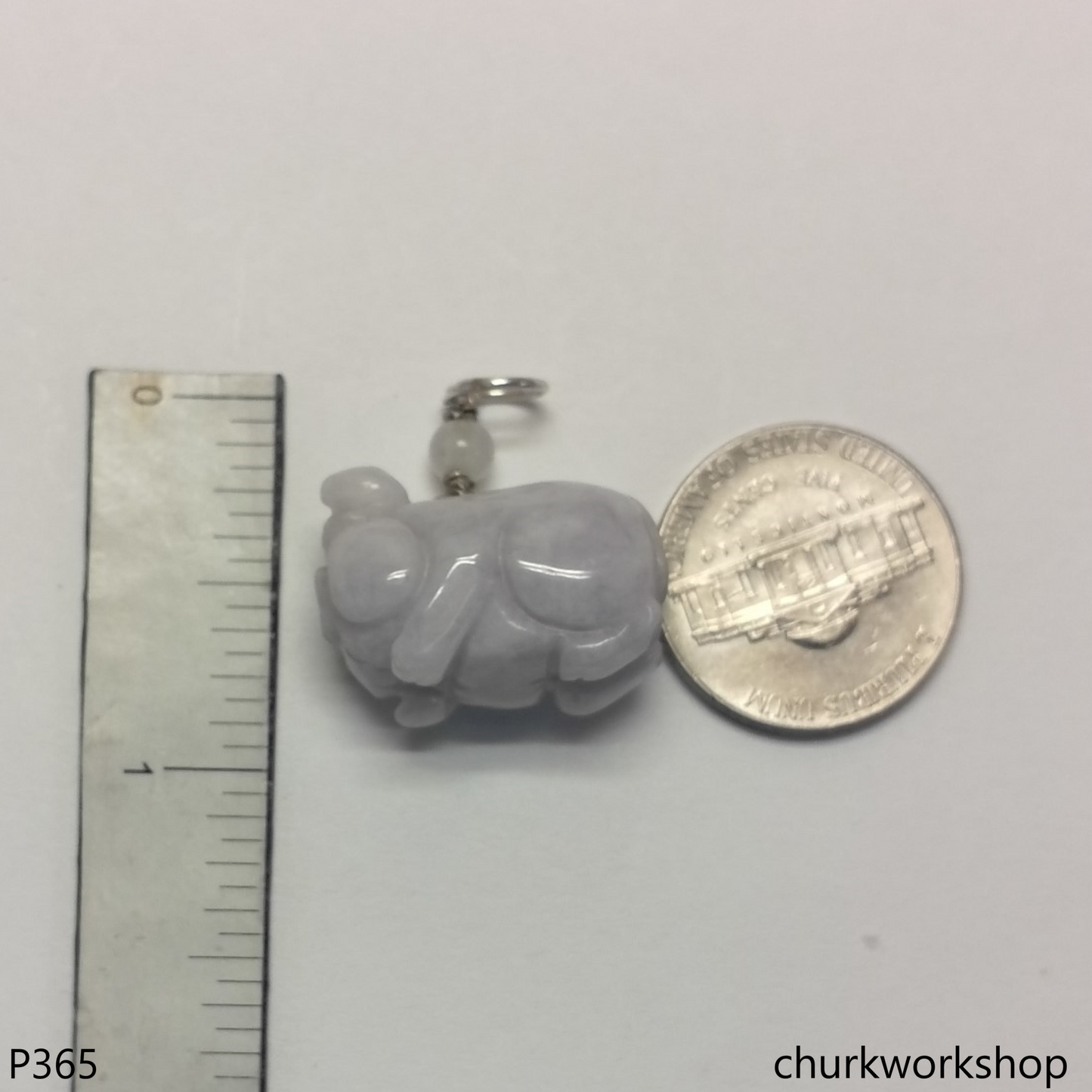 Lavender jade pig pendant with silver bail