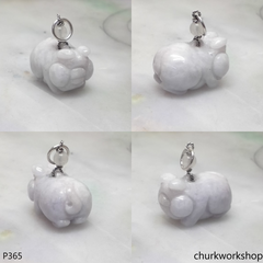 Lavender jade pig pendant with silver bail