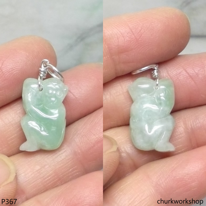 Light green jade monkey pendant