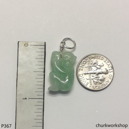 Light green jade monkey pendant