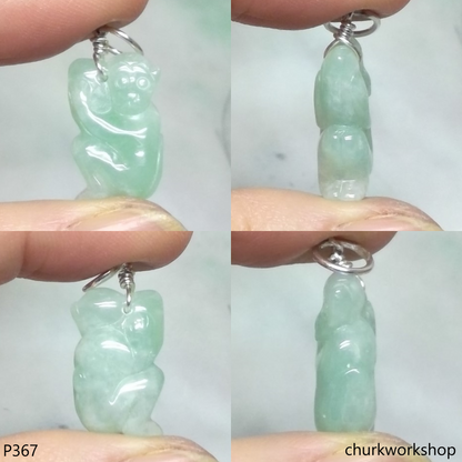 Light green jade monkey pendant