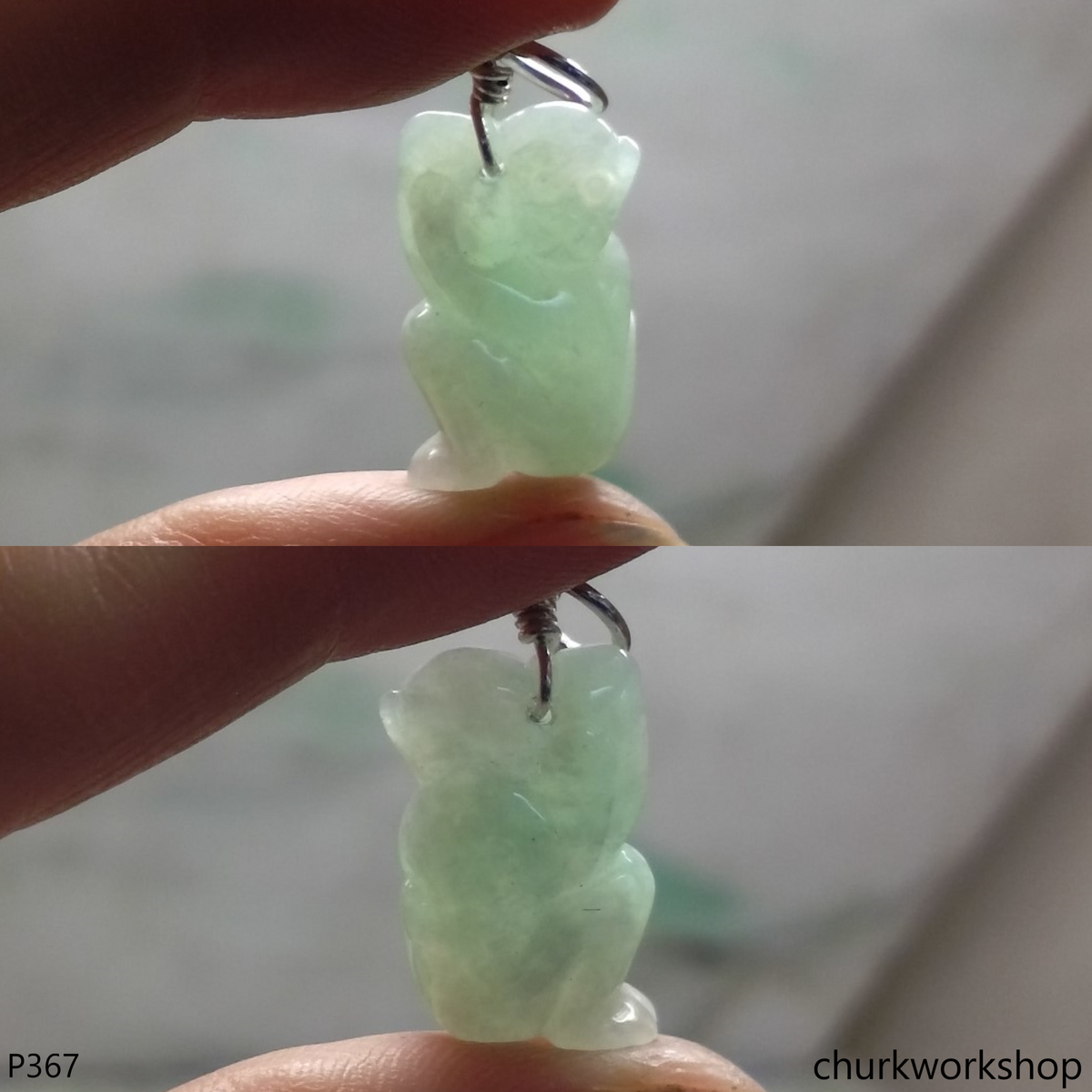 Light green jade monkey pendant