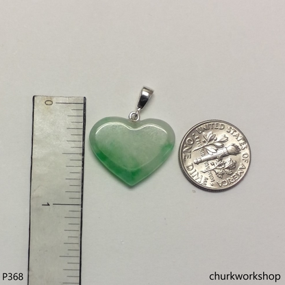 Small green jade heart pendant