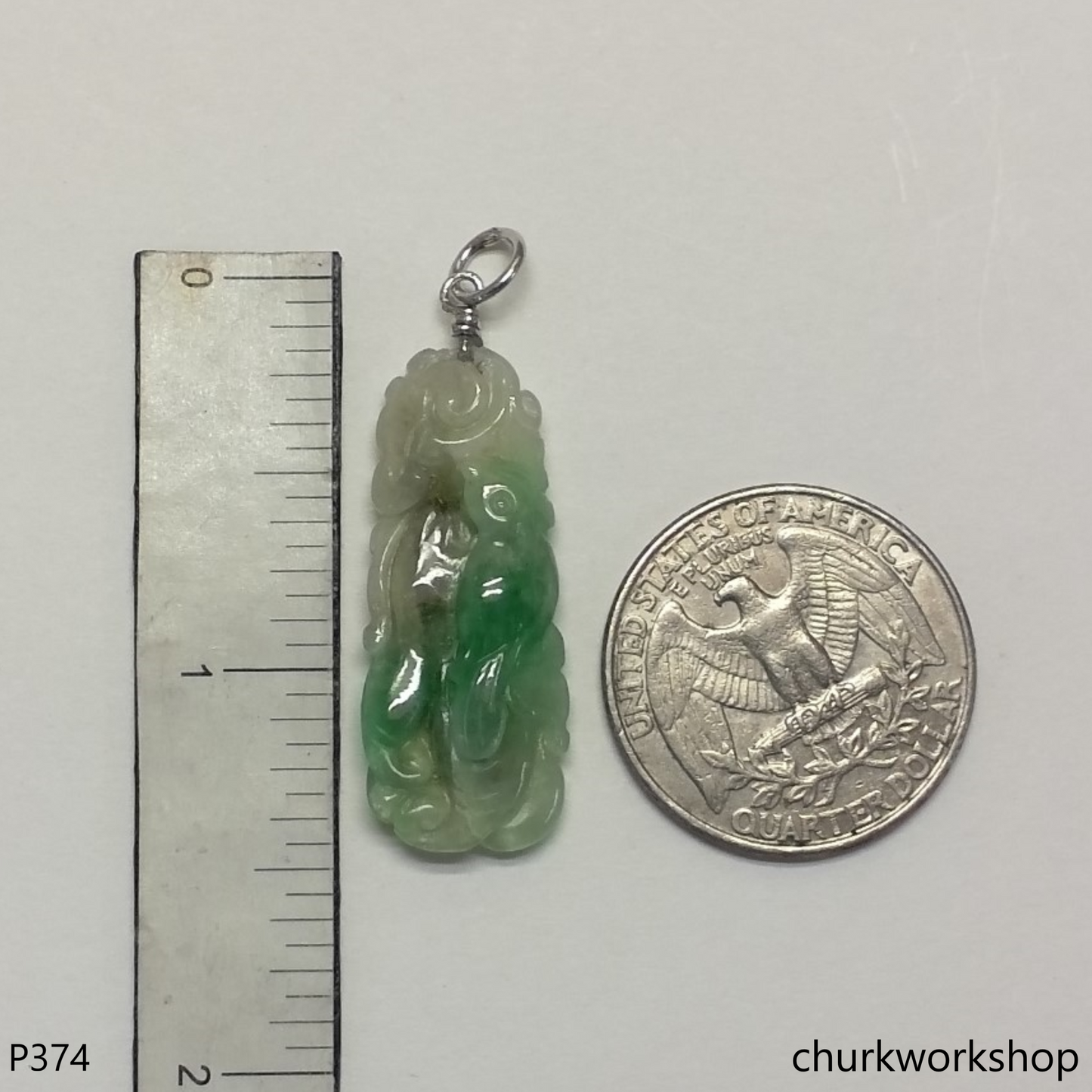 Light green jade bird pendant