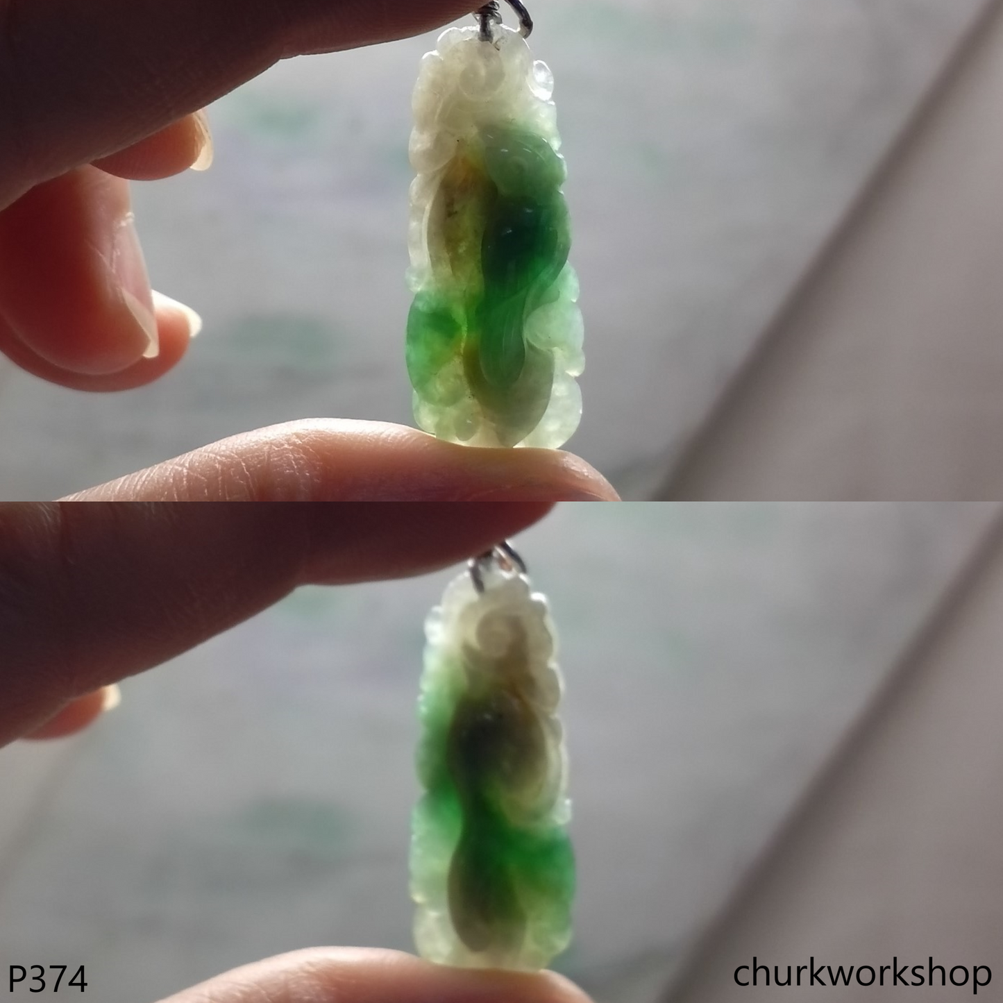 Light green jade bird pendant