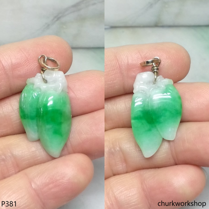 Jade double chili pendant (招財招福)
