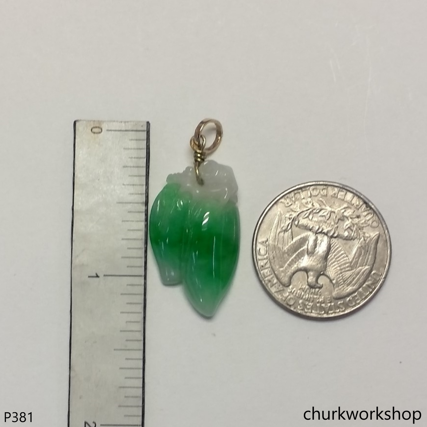 Jade double chili pendant (招財招福)