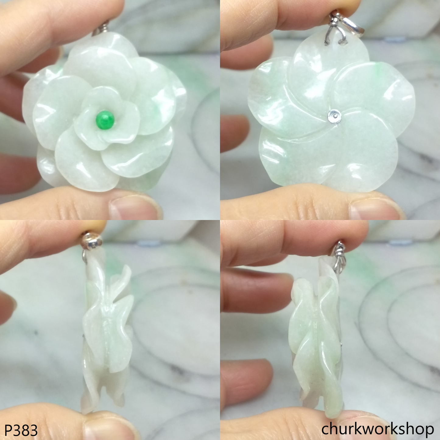 White jade flower pendant