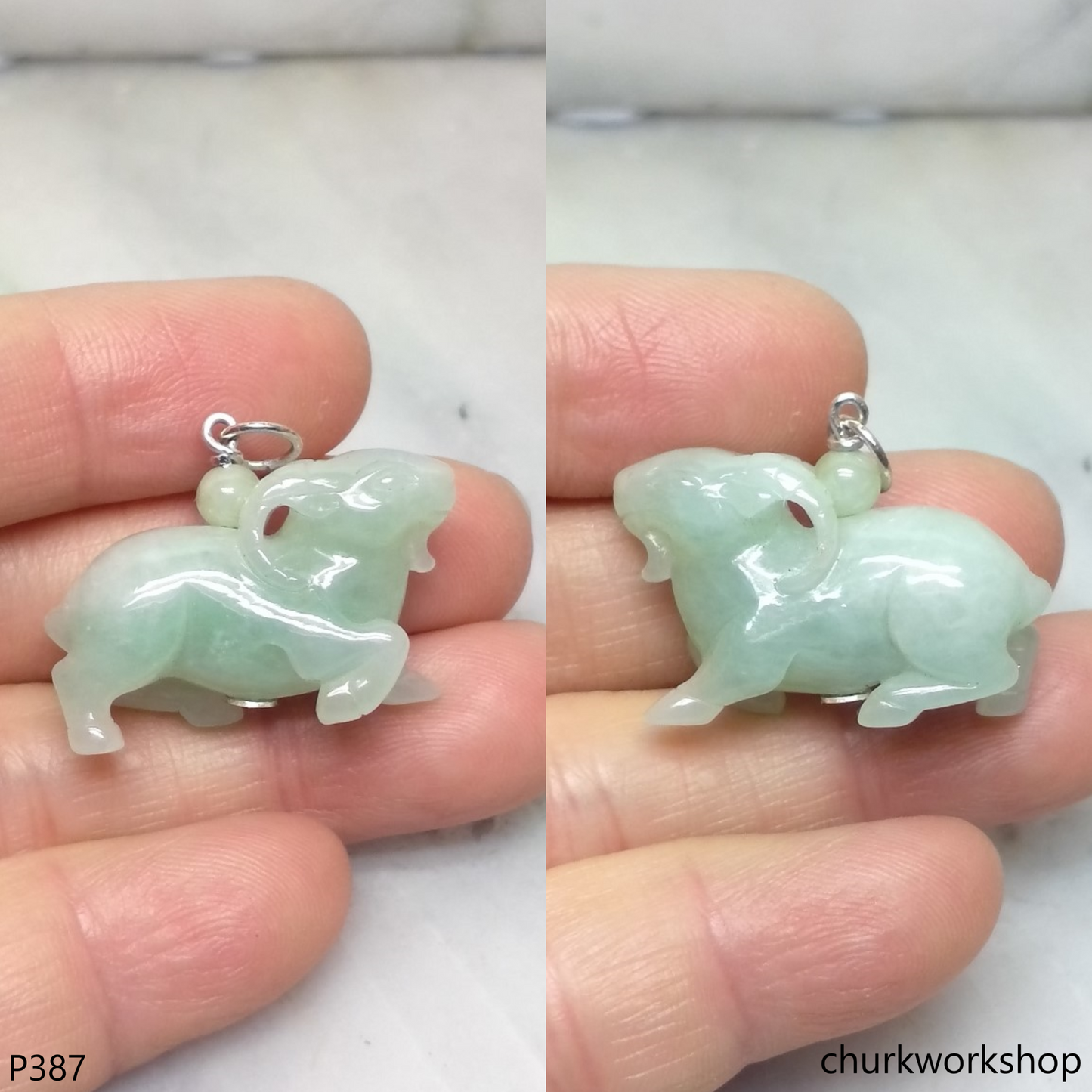 Jade goat pendant
