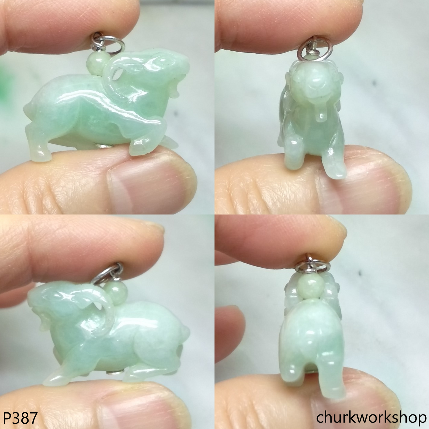 Jade goat pendant