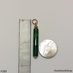 14k Yellow gold jade cylinder pendant