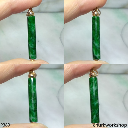 14k Yellow gold jade cylinder pendant