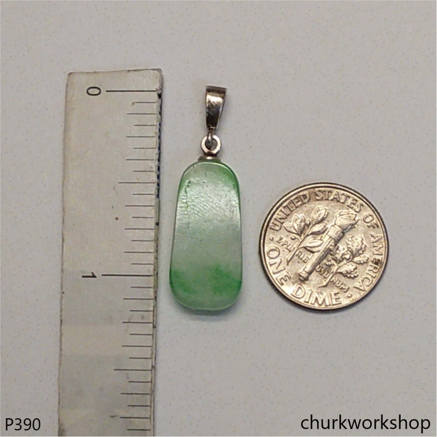 Small jade charm sterling silver