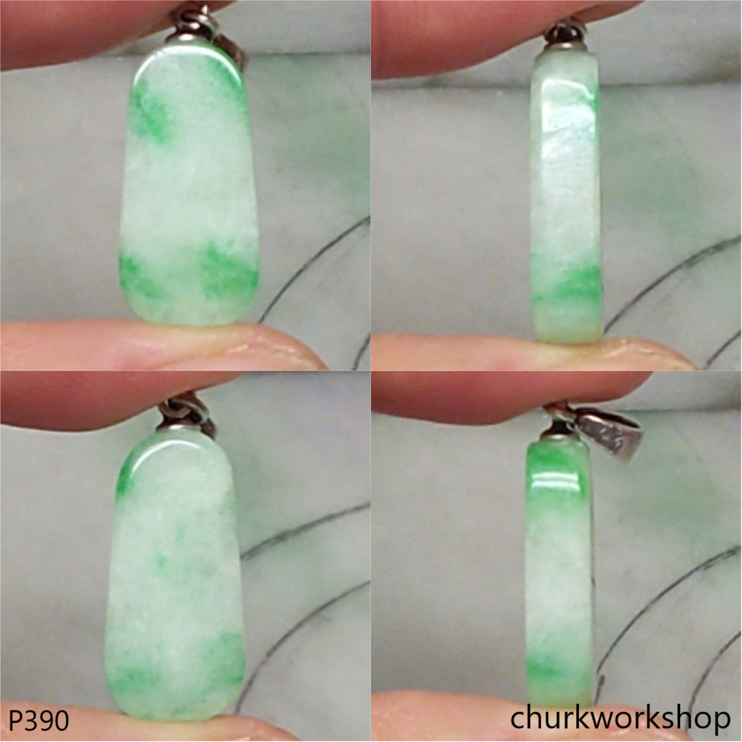 Small jade charm sterling silver