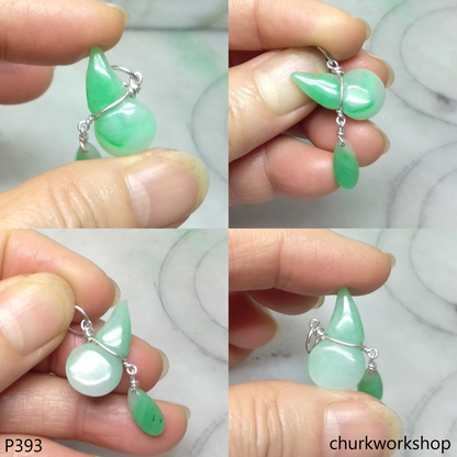 Small jade gourd sterling silver charm