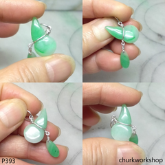 Small jade gourd sterling silver charm