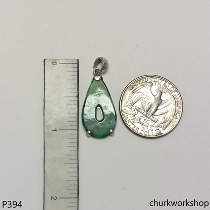 Green jade sterling silver pendant