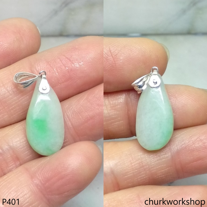 Small jade charm sterling silver