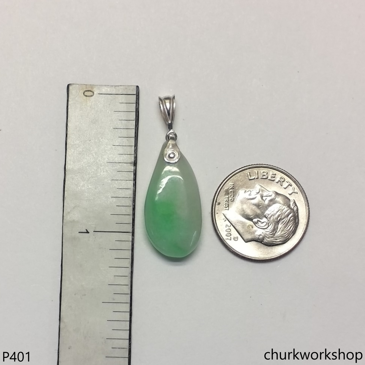 Small jade charm sterling silver