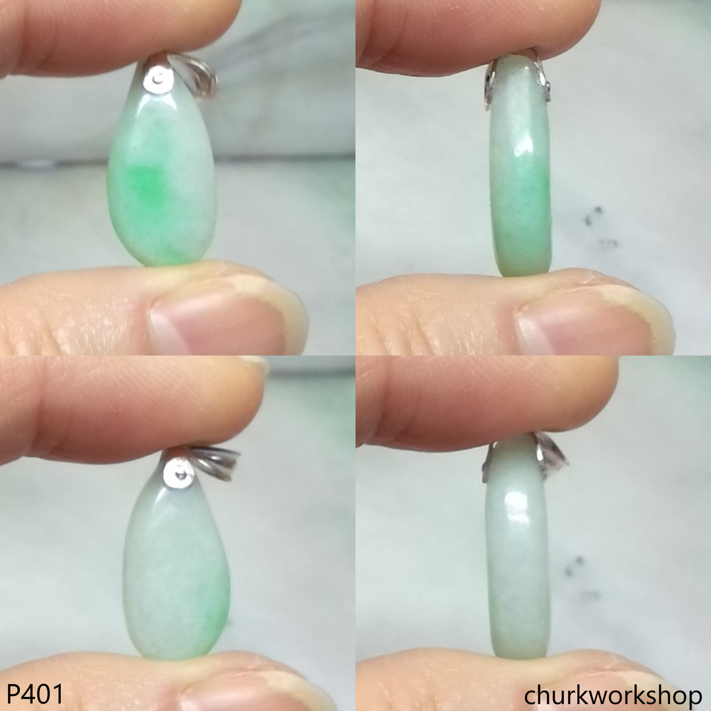 Small jade charm sterling silver