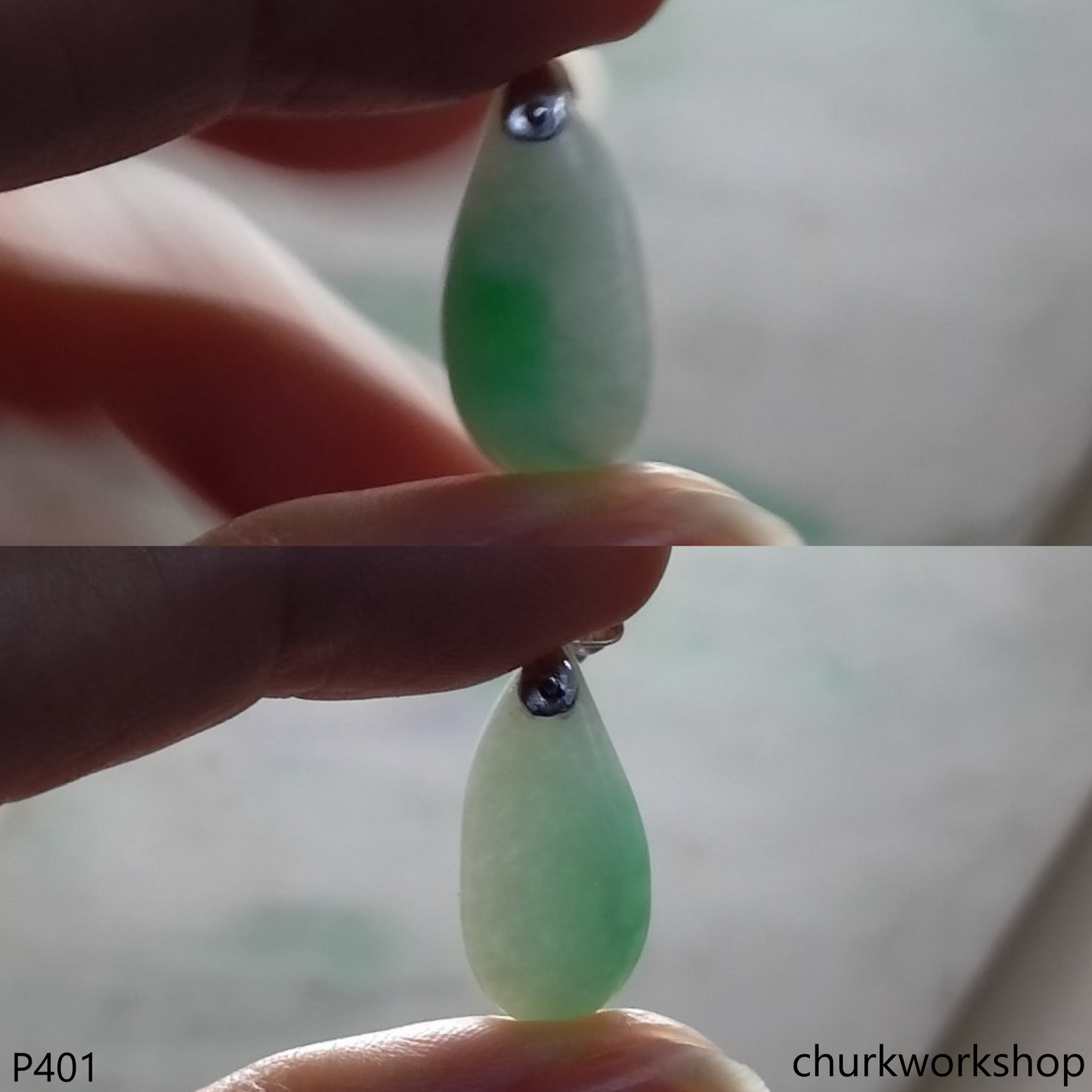 Small jade charm sterling silver