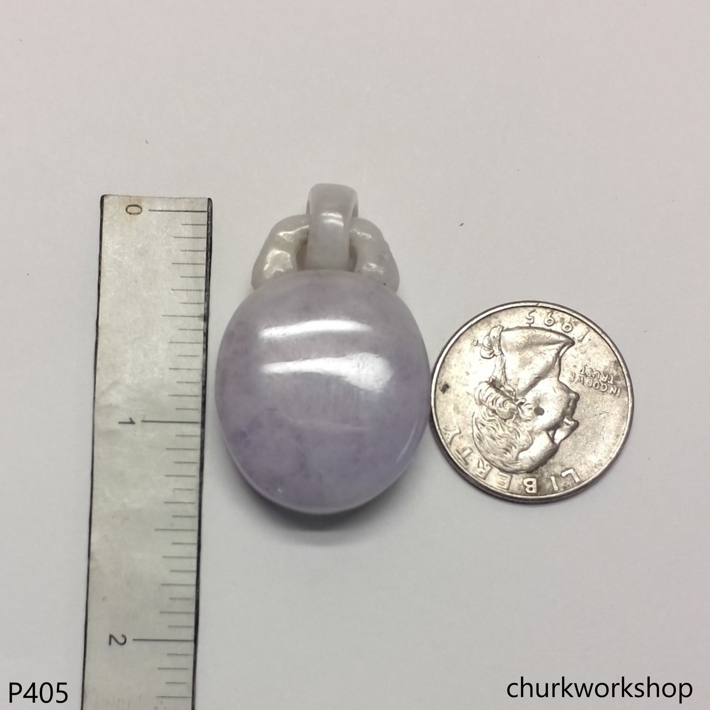 Lavender jade pendant with bail connected