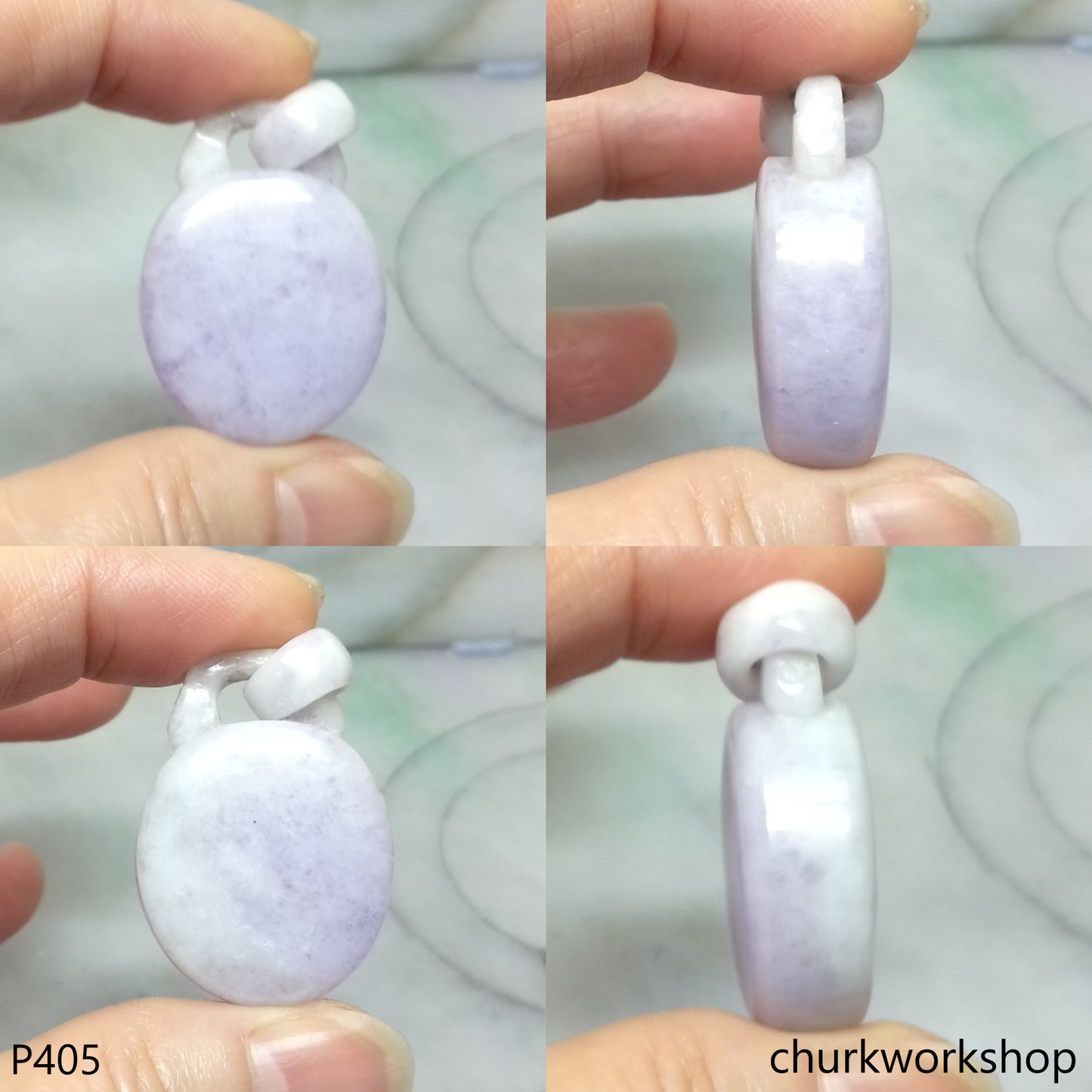 Lavender jade pendant with bail connected
