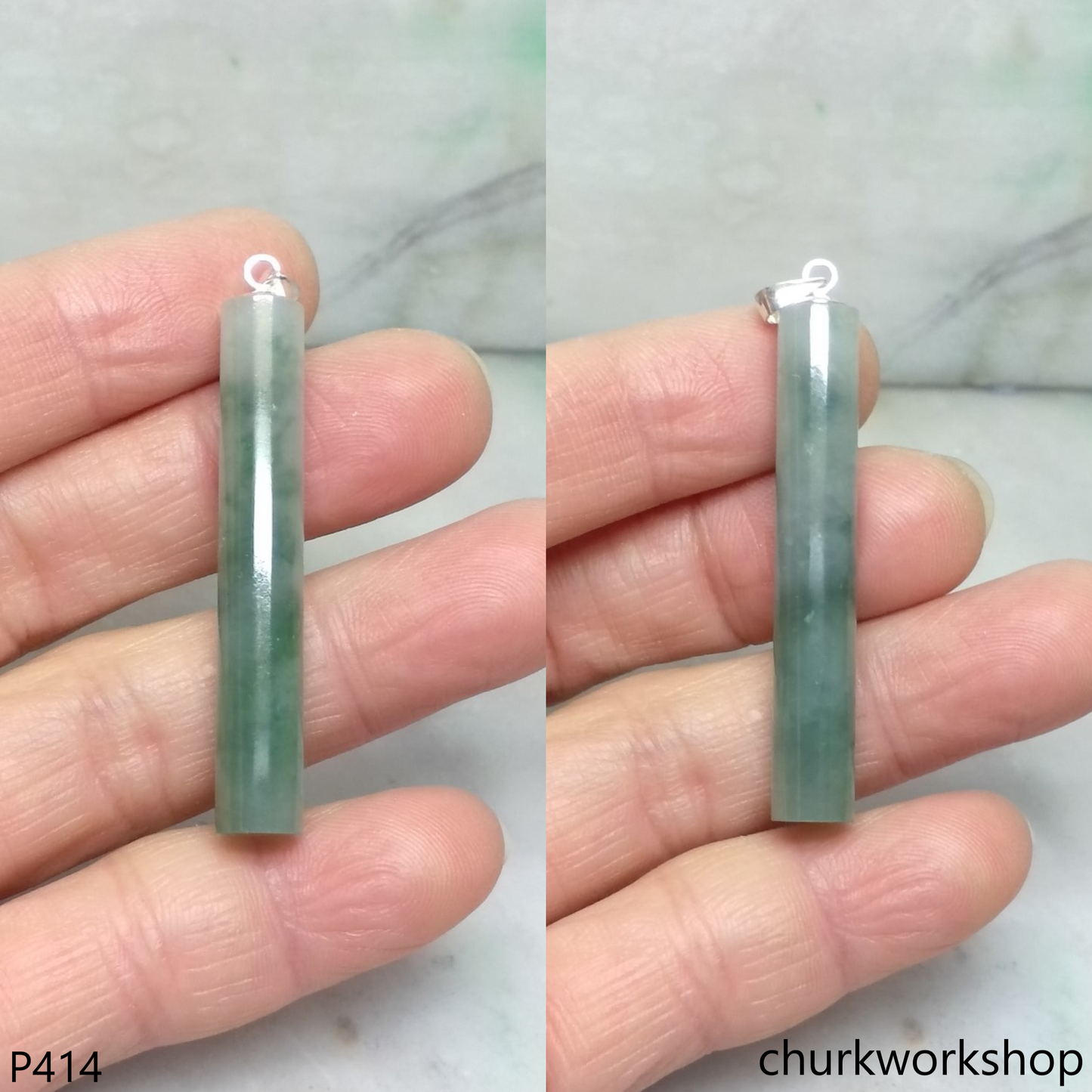 Bluish green jade cylinder