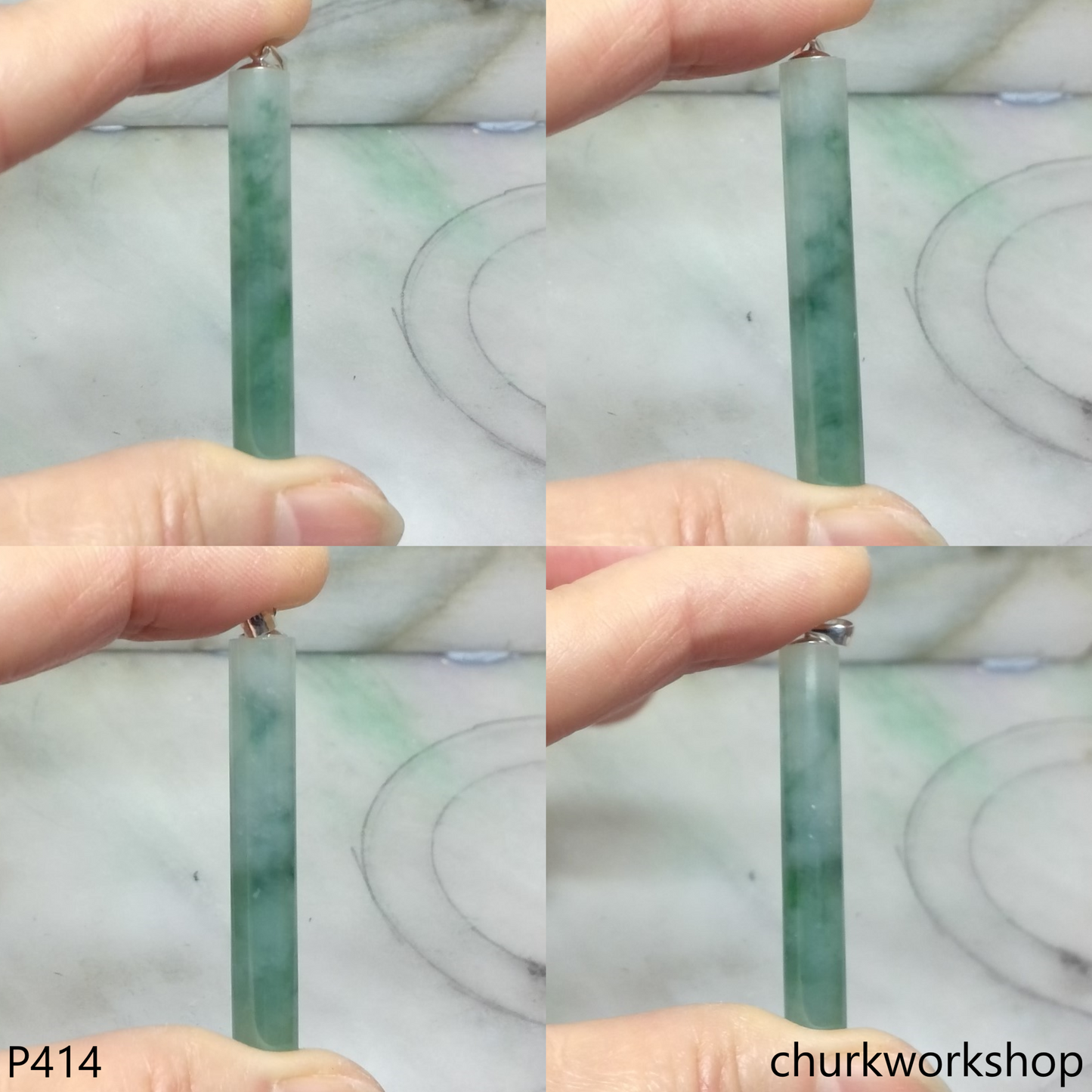 Bluish green jade cylinder
