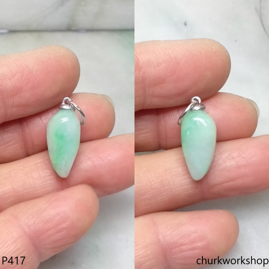 Small jade charm sterling silver