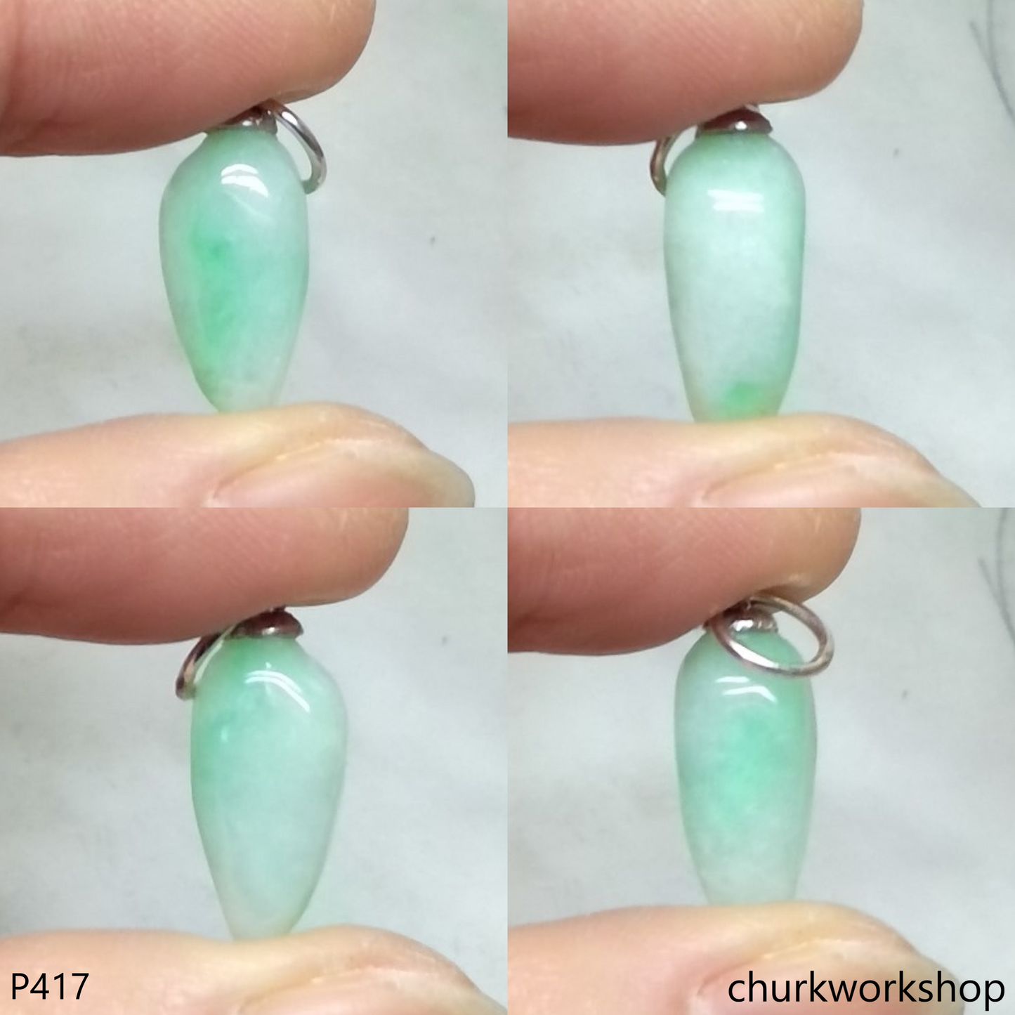 Small jade charm sterling silver