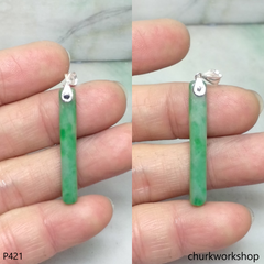 Small jade stick charm sterling silver