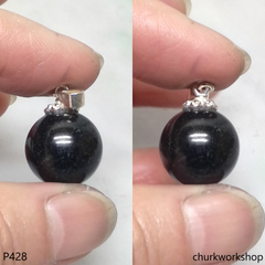 Black jade bead pendant