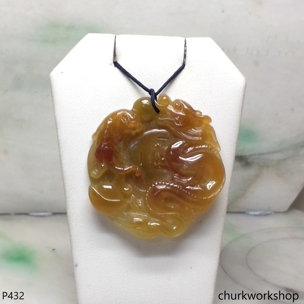 Reserved  Red jade dragon with tiger pendant