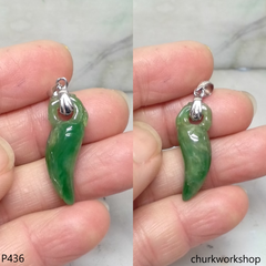Green jade small chili pendant