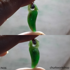 Green jade small chili pendant