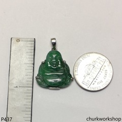 Small green jade happy Buddha pendant