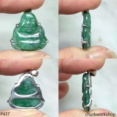 Small green jade happy Buddha pendant