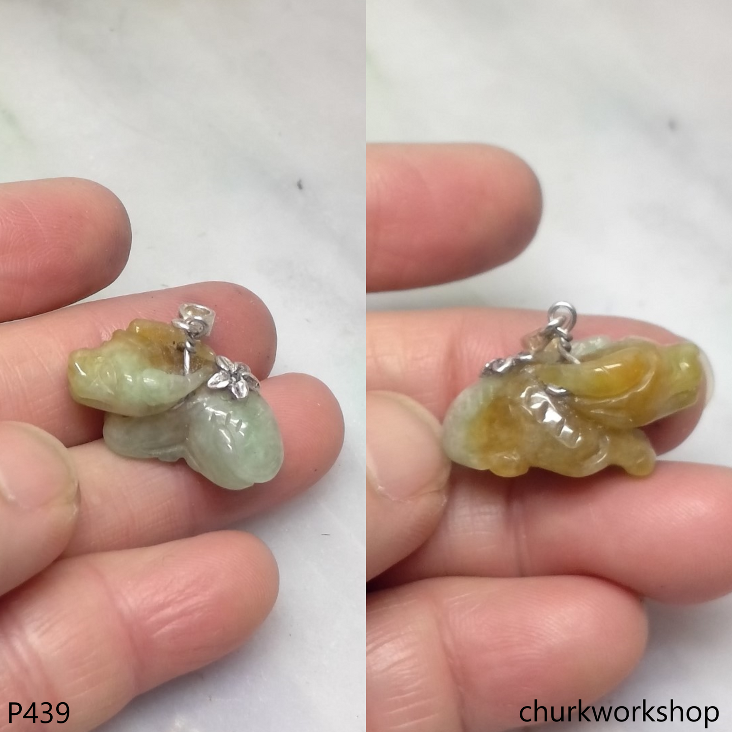 Light yellow jade ox pendant
