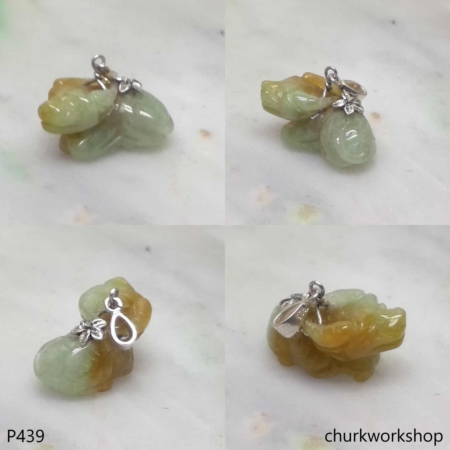 Light yellow jade ox pendant