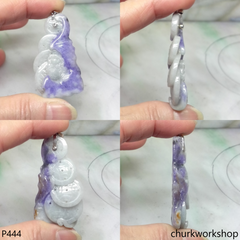 Deep purple jade bat & coin pendant
