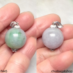 Lavender mix green jade bead pendant