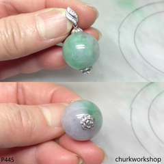 Lavender mix green jade bead pendant