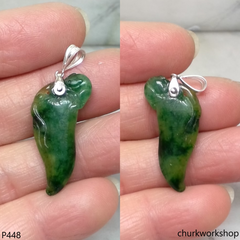 Dark green jade Chili pendant