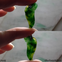 Dark green jade Chili pendant