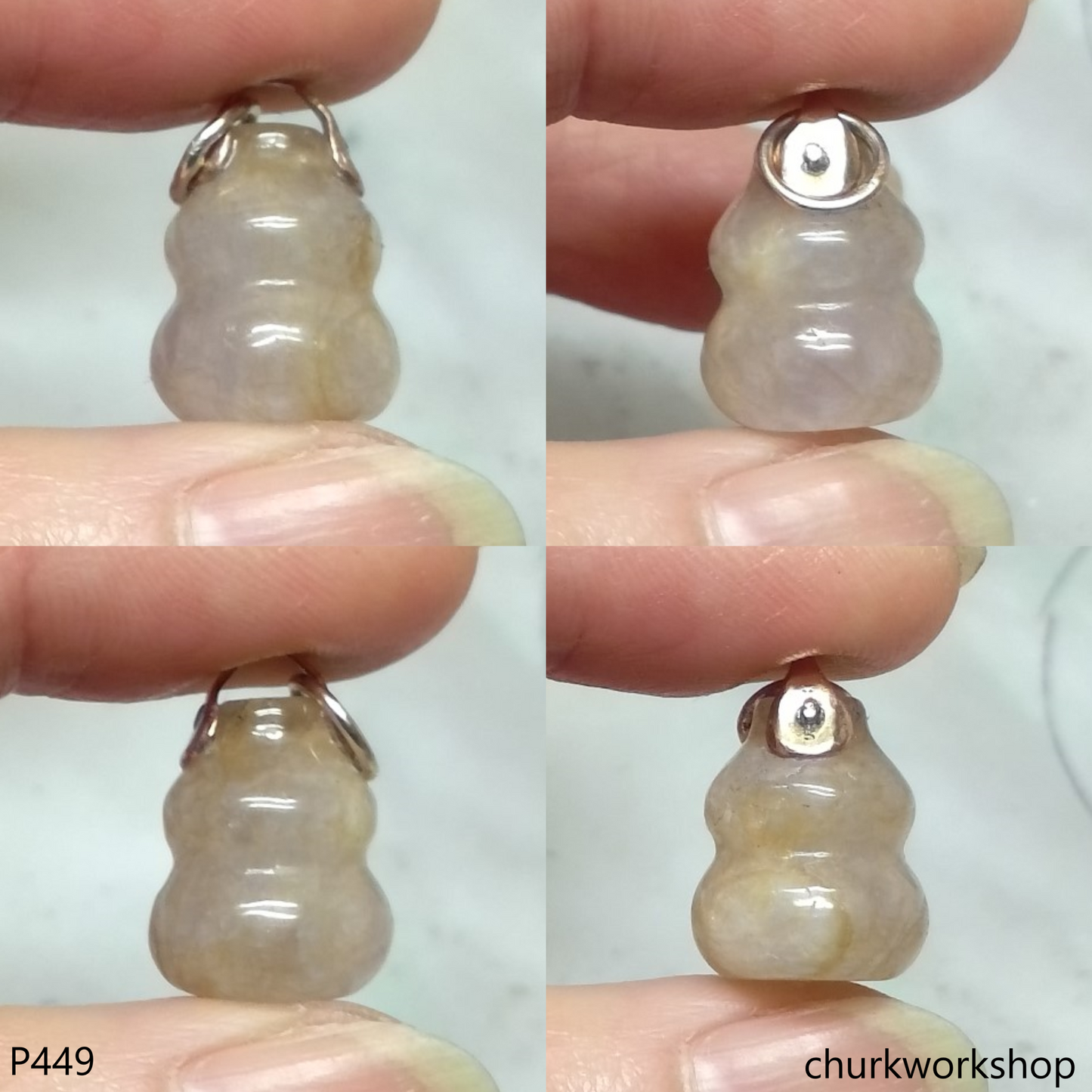 Yellowish lavender jade gourd pendant