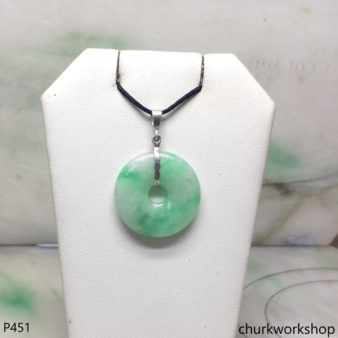 Jade Donut pendant sterling silver bail