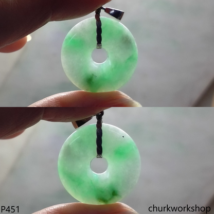 Jade Donut pendant sterling silver bail